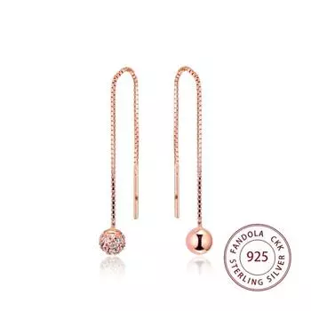 100% стерлингового серебра 925 пробы, розовые и прозрачные полированные серьги с бусинами, висячие серьги для женщин и девочек, свадебные серьги, модные украшения