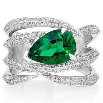 100% стерлингового серебра 925 пробы с изумрудом грушевидной огранки и бриллиантами из высокоуглеродистого сплава, свадебные помолвочные коктейльные кольца, ювелирные украшения 6