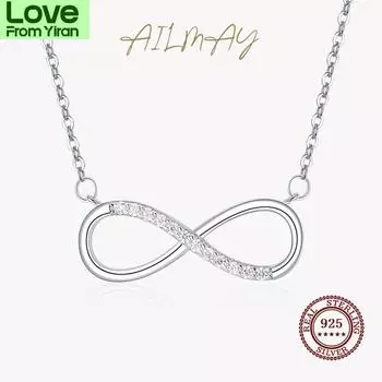 100% стерлингового серебра 925 пробы с подвеской «Бесконечная любовь» для женщин, ослепительный прозрачный циркон, изысканные аксессуары, ювелирные изделия, подарок