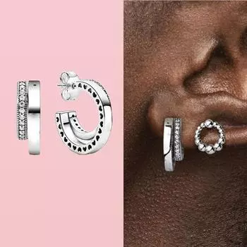 100% стерлингового серебра 925 пробы сверкающие серьги-кольца для женщин серьги подходят оригинальные серьги-подвески ювелирные изделия Joyas