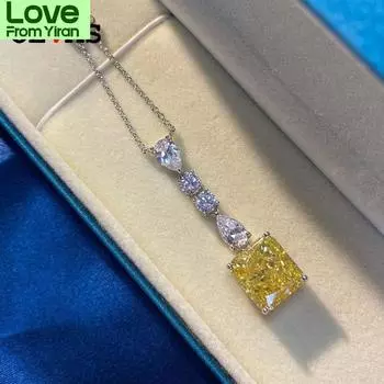 100% стерлингового серебра 925 пробы сверкающий топаз высокоуглеродистый бриллиант кулон ожерелье свадебная вечеринка свадебные ювелирные изделия оптовая продажа