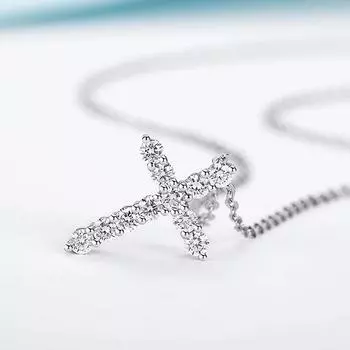 100% стерлингового серебра 925 пробы сверкающий высокоуглеродистый Dimaomd крест кулон ожерелья для женщин 3A циркон вечеринка ювелирные украшения подарок