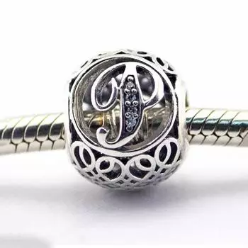 100% стерлингового серебра 925 пробы, винтажные подвески с буквами алфавита P, бусины для изготовления ювелирных изделий, подходят для оригинального браслета