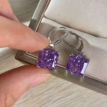 100% стерлингового серебра S925, 10*10 мм, топаз, высокоуглеродистый бриллиант, серьги-капли для женщин, сверкающие свадебные украшения для невесты