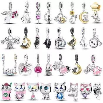 100% стерлингового серебра S925 пробы милые бусины в виде когтей кошки и животного подходят для оригинального браслета изысканные модные ювелирные изделия подарок