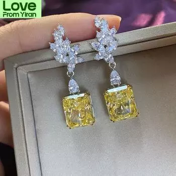 100% стерлингового серебра S925 сверкающие драгоценные камни серьги-подвески для женщин роскошные высокоуглеродистые бриллианты свадебная вечеринка изящные ювелирные изделия