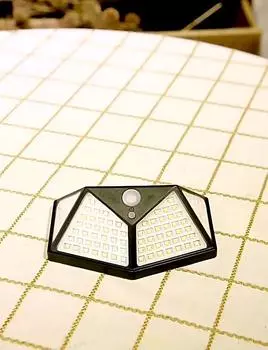 100 светодиодный настенный светильник на солнечной энергии, 3 режима, датчик движения, водонепроницаемая лампа, уличные солнечные фонари, садовый уличный фонарь, украшение 1 PCS – black