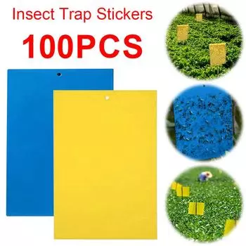 100 упаковок мощных ловушек для мух водонепроницаемые ловят тлю насекомых ловушки для плодовых мух для летающих насекомых грибных комаров A