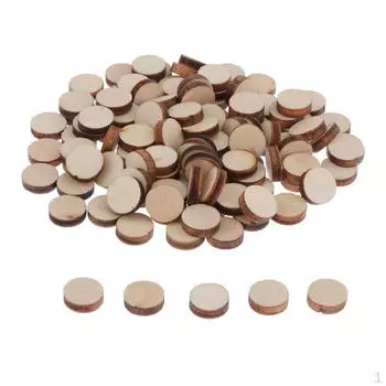 100 упаковок необработанных деревянных ломтиков 0,39 дюйма, деревянные круги, диски для бревен для поделок, центральные элементы стола в деревенском стиле