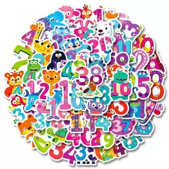 100 Веселых Мультфильмов Арабские Цифры Водонепроницаемые Наклейки Детские Развивающие Наклейки DIY Ручной Аккаунт Декоративные Наклейки