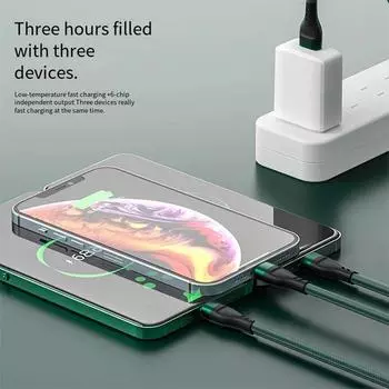 100 Вт 3-в-1 USB-кабель, кабель для быстрой зарядки, многофункциональный зарядный шнур, USB-шнур типа C для iOS, адаптер, плетеный провод для мобильного телефона, планшета