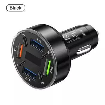 100 Вт 8-портовое автомобильное зарядное устройство для быстрой зарядки PD QC3.0 USB C автомобильное зарядное устройство для телефона адаптер типа C в машину для iPhone Samsung Xiaomi BP190 Black