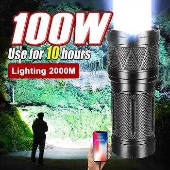 100 Вт 9000 мАч сверхмощный перезаряжаемый фонарик дальнего действия высокой мощности светодиодные фонарики светодиодный фонарь built in batteries чёрный