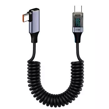 100 Вт 90-градусный пружинный USB C Type C кабель для передачи данных прямой/локтевой быстрая зарядка двойной шнур Type-C для Samsung Xiaomi IPhone линия передачи данных Straight Cable