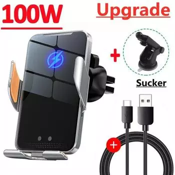 100 Вт Автомобильное беспроводное зарядное устройство Магнитный автомобильный держатель для телефона для iPhone 14 13 12 Samsung Инфракрасная индукционная быстрая зарядка