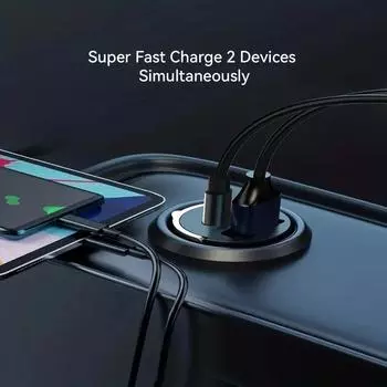 100 Вт Автомобильные зарядные устройства Супер быстрое зарядное устройство Metal One Tow Two Автомобильное зарядное устройство Flash Charger Mini Pull Ring Новое автомобильное зарядное устройство Pd Электронное чёрный