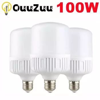 100 Вт E27 светодиодный светильник с винтом, высокая яркость, белый свет, 220 В, 6000 К, защита глаз, немерцающая лампа с высоким тепловыделением 220V 6000K 5W