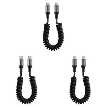 100 Вт телескопический кабель для быстрой зарядки 6A пружинный USB-кабель (Тип C к типу C)