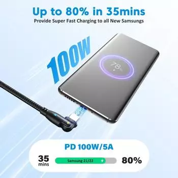 100 Вт USB C кабель 5A PD быстрая зарядка провод зарядное устройство шнур для Macbook iPad Samsung Xiaomi 180 поворотный USB к Type-C кабель 3M 1m/60W чёрный