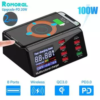 100 Вт USB-порты, зарядное устройство, быстрая зарядка, адаптер Qc3.0, зарядное устройство, беспроводное зарядное устройство для Iphone Pd, быстрое зарядное устройство для Iphone11/12/13, Huawei Samsung X9-AU Plug