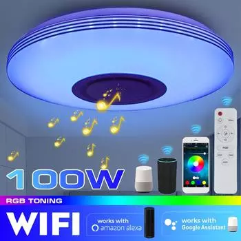 100 Вт Wi-Fi приложение с интеллектуальным управлением, современный RGB светодиодный потолочный светильник, домашнее освещение, Bluetooth, музыкальный светильник, умный потолочный светильник для спальни