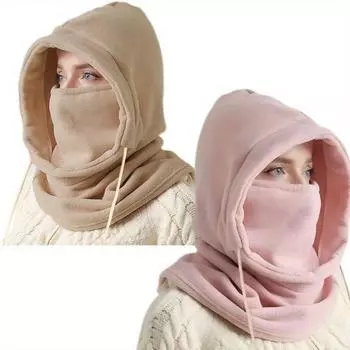 100% ветрозащитный зимний шарф-балаклава с капюшоном - теплая повязка на шею с капюшоном для активного отдыха на свежем воздухе чёрный