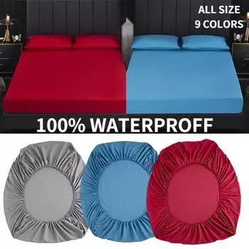 100% водонепроницаемая хлопковая простыня с резинками. Нескользящие регулируемые наматрасники для односпальной двуспальной кровати размера «king-size», 150/180/200 см. Sheet 80X200x30cm чёрный