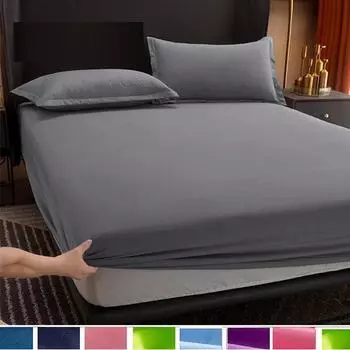 100% водонепроницаемая хлопковая простыня с резинками. Нескользящие регулируемые наматрасники для односпальной двуспальной кровати размера «king-size», 150/180/200 см. Sheet 80X200x30cm розовый