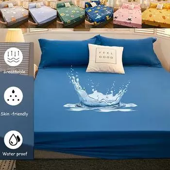 100% водонепроницаемая простыня, хлопковая простыня с резинками, нескользящие регулируемые наматрасники, защитный чехол для кровати (Нп Наволочка) 90x200cm Only Sheet
