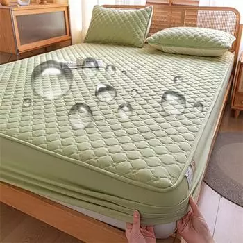 100% водонепроницаемая стеганая простыня на резинке с эластичной лентой для односпального/двуспального/королевского размера, защитный чехол для матраса 90/140/160x200 2xPillowcase 48x74cm