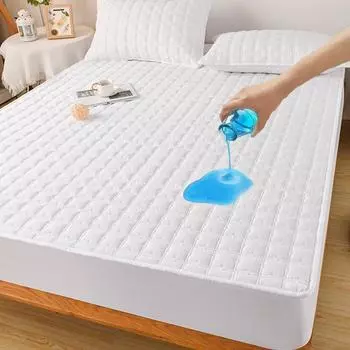 100% водонепроницаемый чехол для матраса, утолщенная подкладка, тисненый чехол для кровати, постельное белье, простыни, защита от клещей, нескользящий чехол для матраса 2xPillowcase NOSHEET