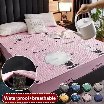 100% водонепроницаемый чехол для матраса, утолщенное покрывало, простыня, нескользящая защитная простыня (Нет наволочки) 90X200cm Only a sheet