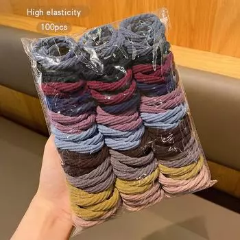 100 высокоэластичных и прочных аксессуаров для волос с базовыми резинками, подходящих для ежедневного использования