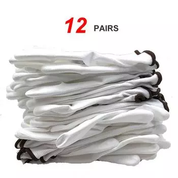 100% высококачественные 24 шт./12 пар белых нейлоновых хлопковых трикотажных перчаток с покрытием из полиуретана и нитрильного каучука для промышленной защиты и безопасности S