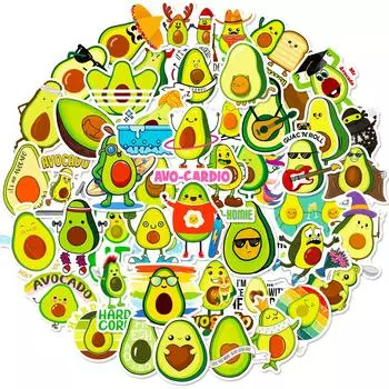 100 Ярко-зеленых Милых Наклеек Авокадо Сделай Сам Чехол для Мобильного Телефона Холодильник Планшет Скейтборд Декоративные Наклейки