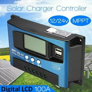100A 12V-24V MPPT Контроллер солнечной панели Daul USB Цифровой ЖК-дисплей