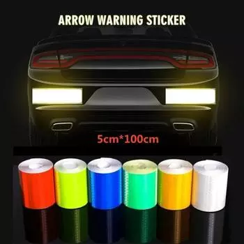 100cm*5cm Car Reflective Tape Safety Warning Car Decoration Sticker Reflector Protective Tape Strip Film Auto Motorcycle Sticker белый