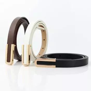 100cm Fashionable and Versatile Black Leather Thin Belt for Women, Decorative Dress Simple Korean Style Suit White Small Belt чёрный