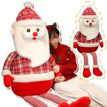 100cm Large Cartoon Santa Plush Doll Long Legs Santa Soft Plush Doll Warm Hug Home Decor for Boys Girls Christmas Gifts about 70cm