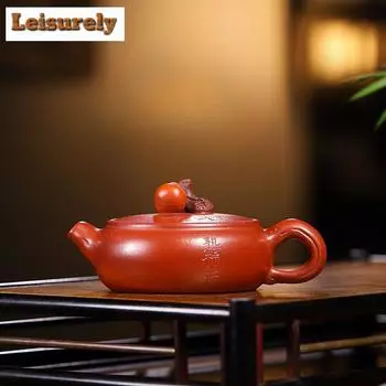100ml Luxury Yixing Purple Clay Teapot Handmade Persimmon Ruyi Pot Raw Ore Dahongpao Mud Kettle Zisha Teaset Decoration Supplies
