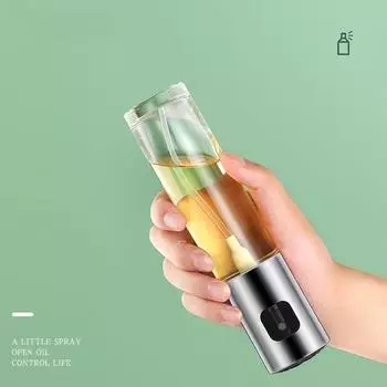 100ml Stainless Steel Olive Oil Sprayer With Dustproof Nozzle For Kitchen, High Sealing Glass Bottle For Easy Use And Storage серебряный