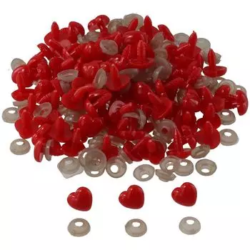 100pcs 15mm Red Love Heart Shaped Plastic Safety Eyes Nose Doll Making Crochet Animal Safety Nose - Supplies,