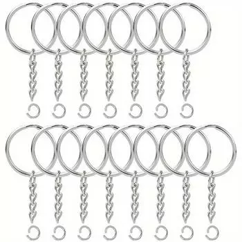 100 шт. 2,5 см гладкий круглый брелок с цепочкой, аксессуары для самодельных украшений, брелок с удлинительной цепочкой, открытое кольцо, одинарное кольцо, брелок для сумки, кулон 100pcs