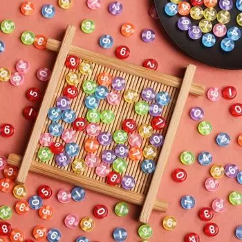 100Pcs 6.5mm Beaded Material Making Accessories Digital Beads Acrylic DIY Mobile Phone Chain Round Bracelet Fashion Necklace Style 1