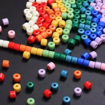 100Pcs 6.5mm Cylindrical Acrylic Fashion Cream Color Loose Beads for DIY Earrings Bracelet Keychain Making Handmade Material Jewelry Accessories покинуть белый