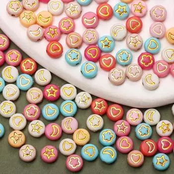 100 шт. 7 мм круглые бусины-разделители в форме сердца и звезды в виде луны для изготовления ювелирных изделий своими руками, браслетов, ожерелий, материалов для ручной работы, сережек, брелоков, аксессуаров