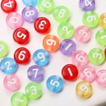 100pcs 7mm Round Digital Acrylic for Jewelry Making DIY Necklace Bracelet Mobile Phone Chain Beaded Material Fashion Accessories Style 4