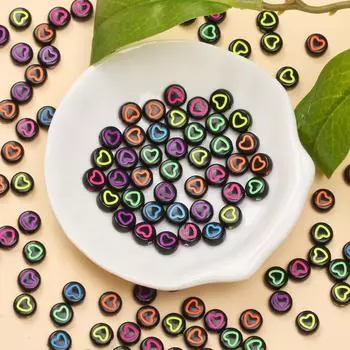 100Pcs Acrylic Heart Pattern 7mm Jewelry DIY Bracelet Earrings Keychain Material Accessories