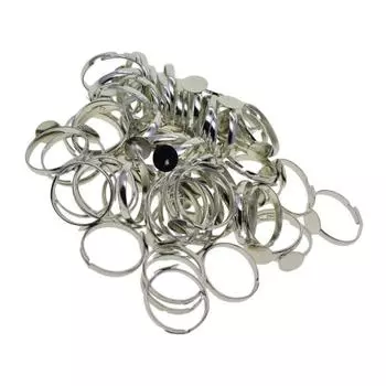 100pcs Adjustable Brass 8mm Blank Round bezel Base Ring DIY Finding silver