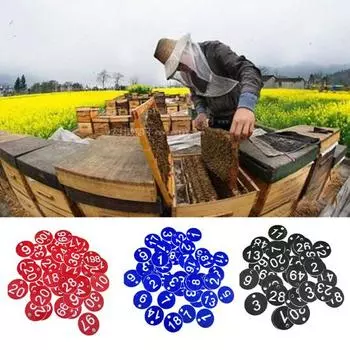 100 шт. водонепроницаемая идентификационная бирка для улья с круглой нумерацией 1-100, этикетка для пчеловодства зелёный